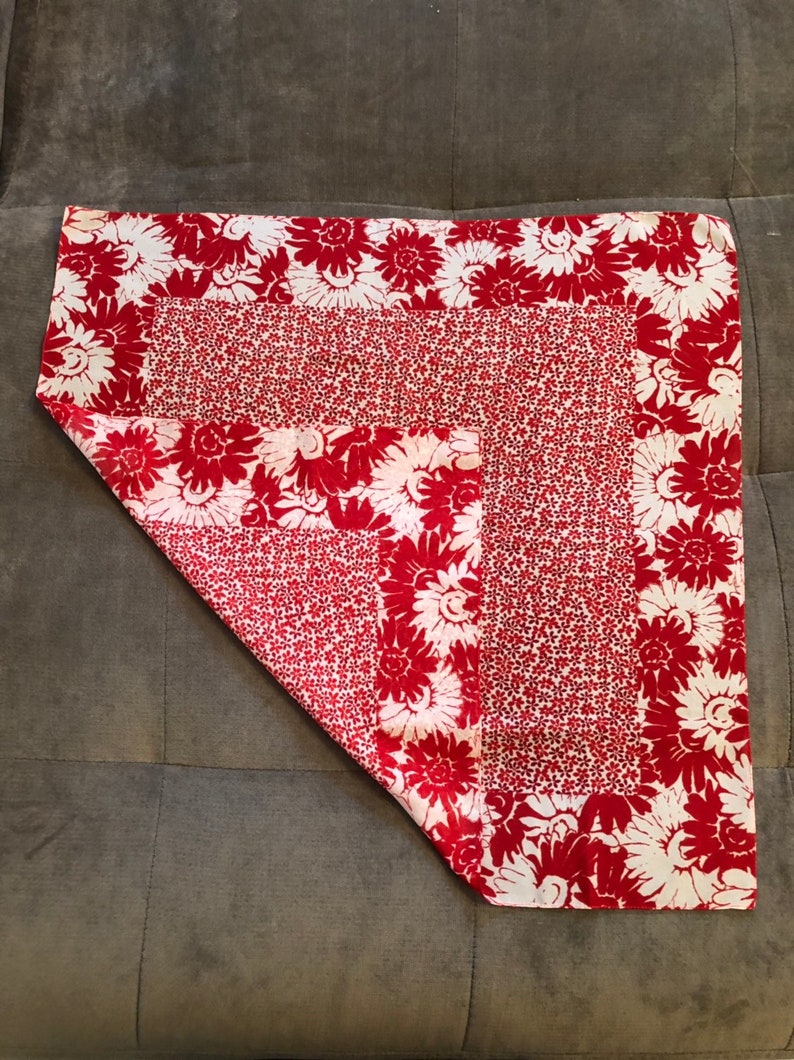 VINTAGE 60s SCARF Red /& White Scarf Square 20 X 20