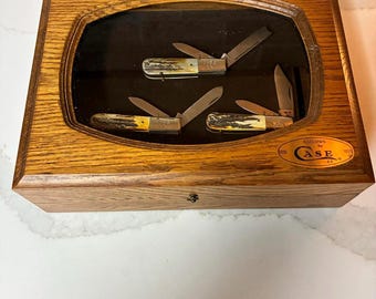 Case XX Collectible Barlow Folding Knife Set with Wooden Display Box
