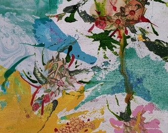 Original Mixed Media Art Collage - Flowers Series # 2