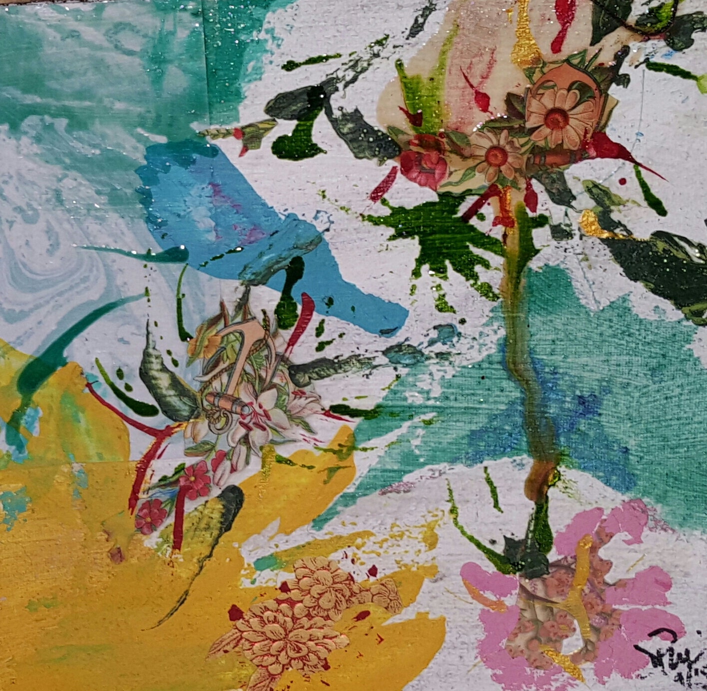 Original Mixed Media Art Collage Flowers Series 2 Etsy