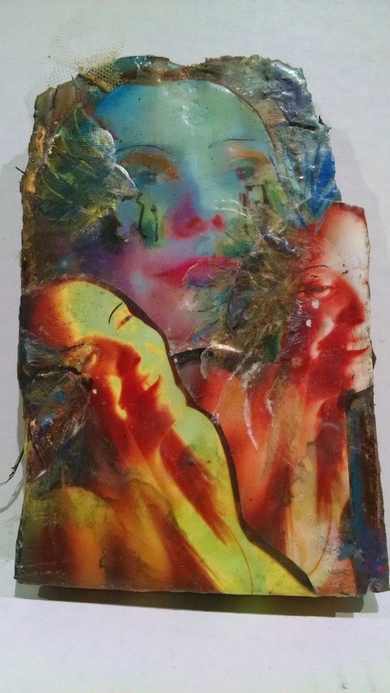 Original Mixed Media Art Collage Contentment Etsy