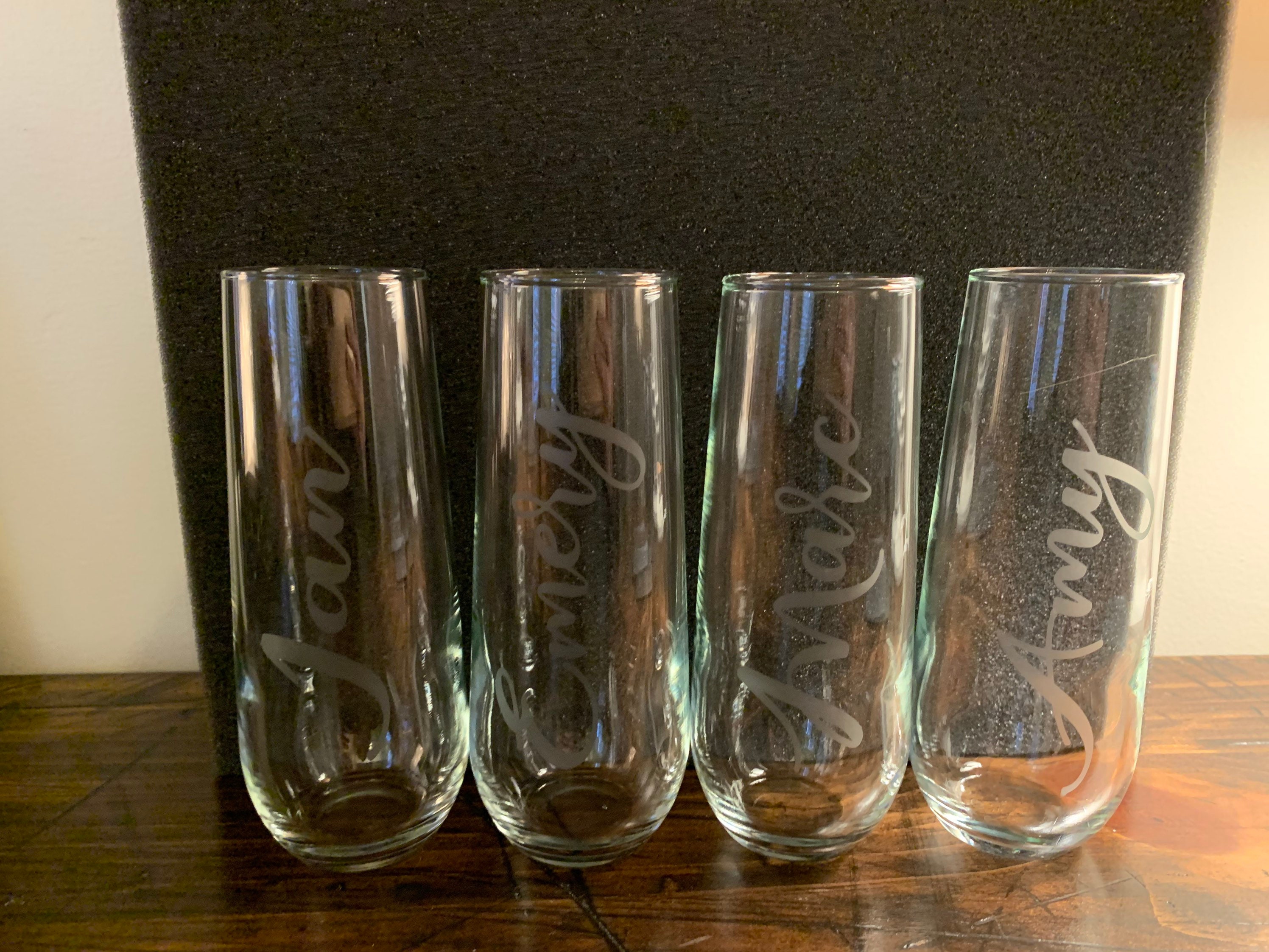 Stemless Champagne Flutes Personalized Etched Etsy