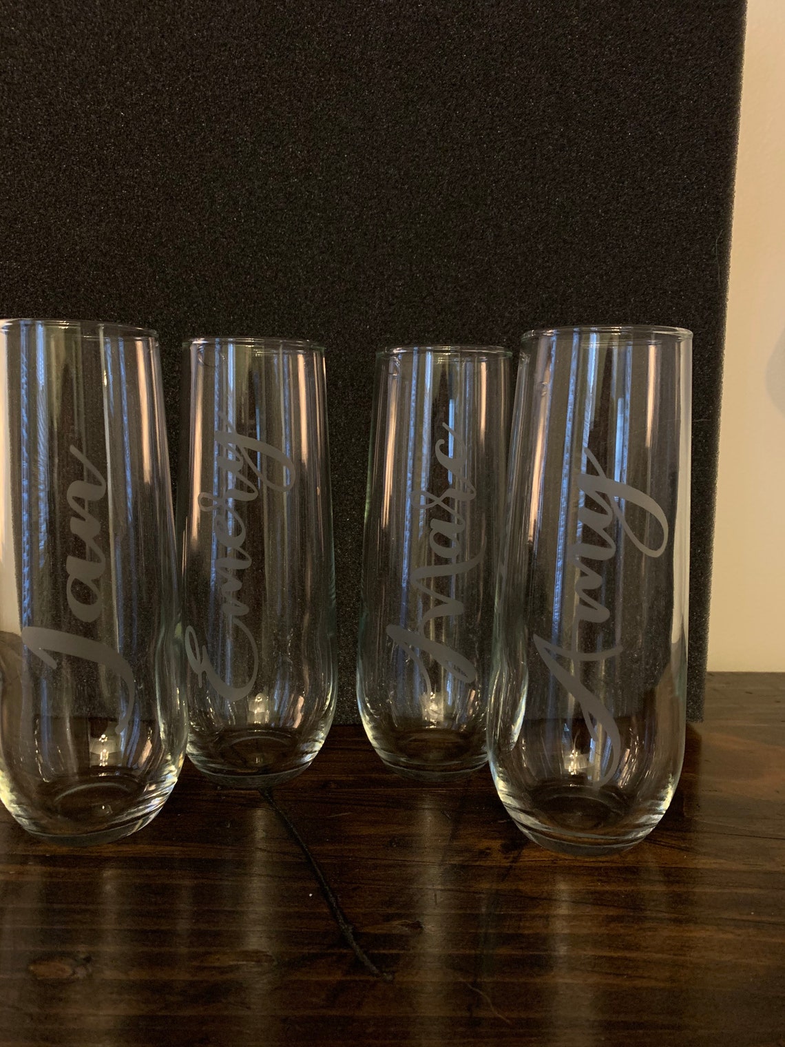 Stemless Champagne Flutes Personalized Etched Etsy