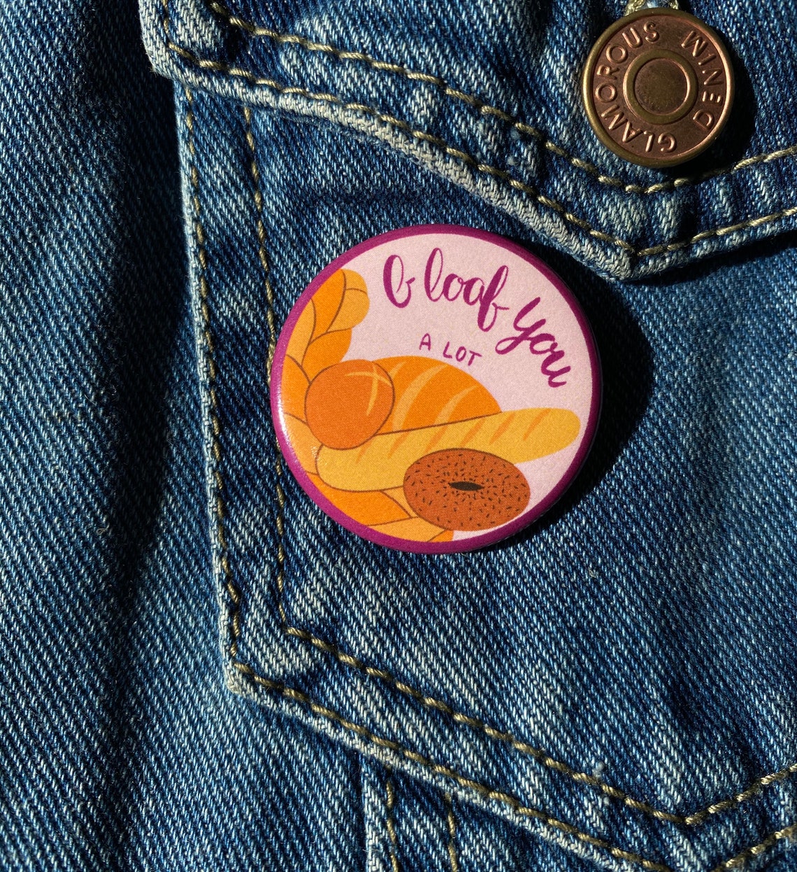 I Loaf You Bread Button Etsy