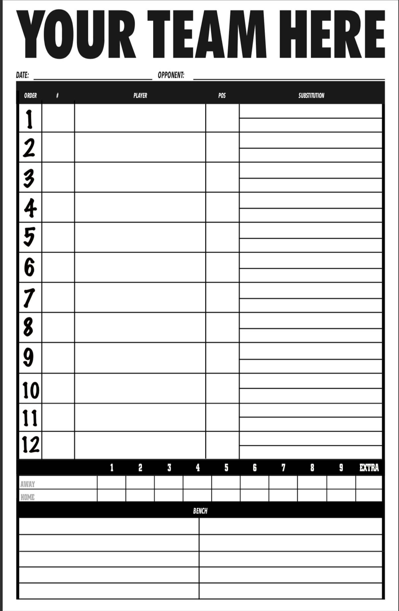 Free Printable Baseball Lineup Cards Pdf