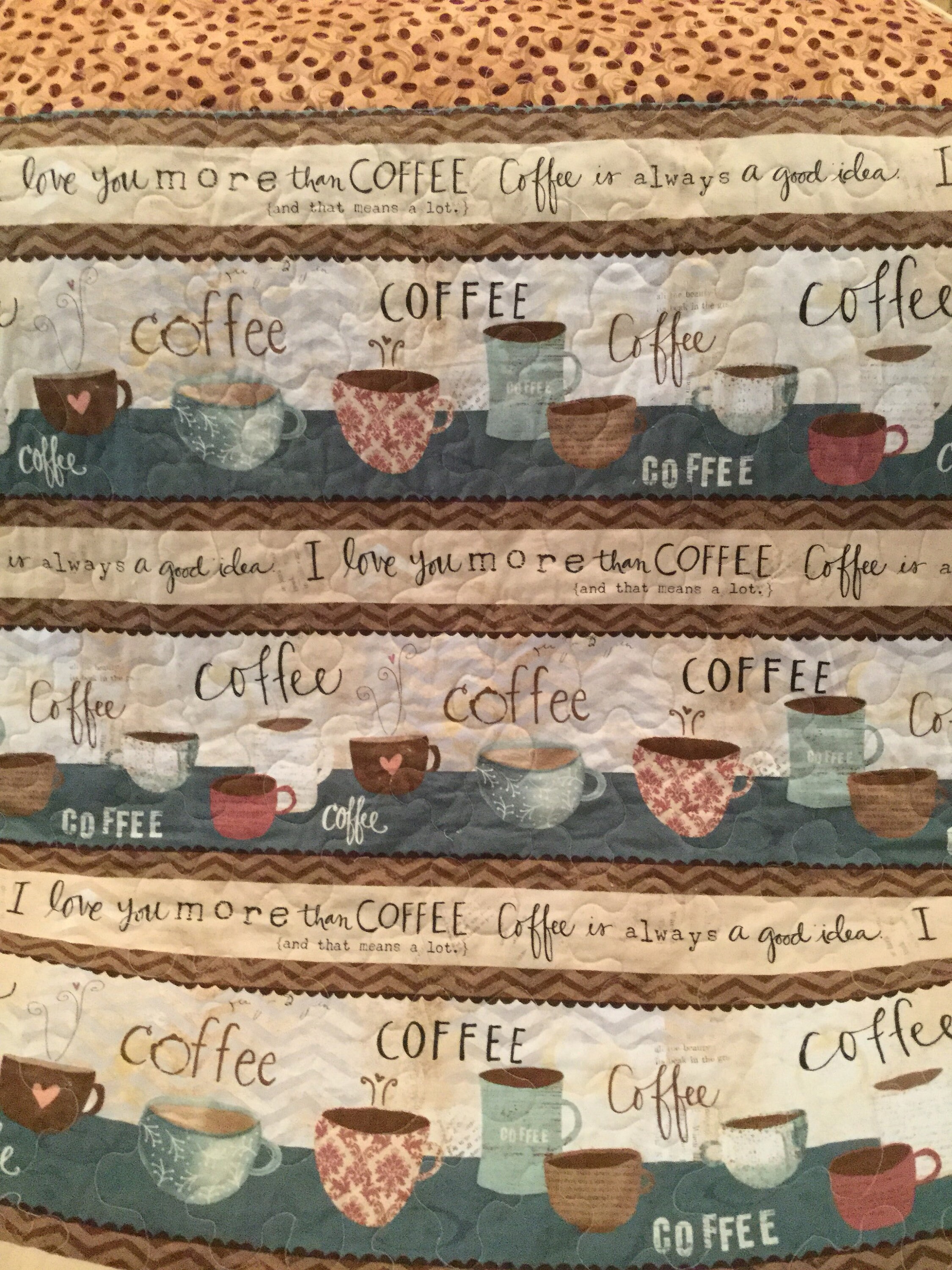 Coffee themed quilt Etsy