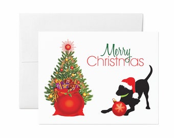 Black Labrador Christmas Cards with A6 Envelopes - Dog Lover Holiday Greetings