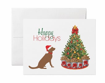 Chocolate Labrador Holiday Cards: Dog Lover Greeting Card Set