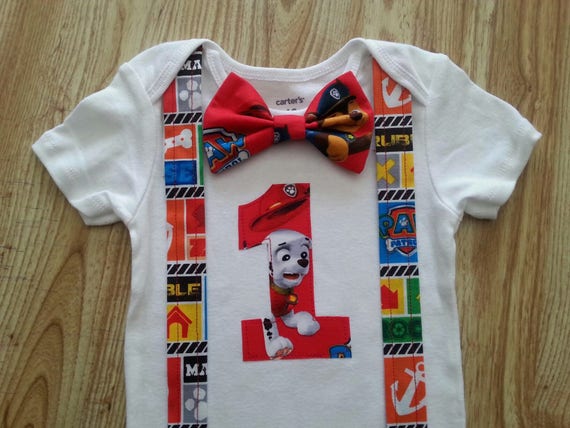 Paw Patrol Baby Boy First Birthday Onesie Short Sleeve With Etsy