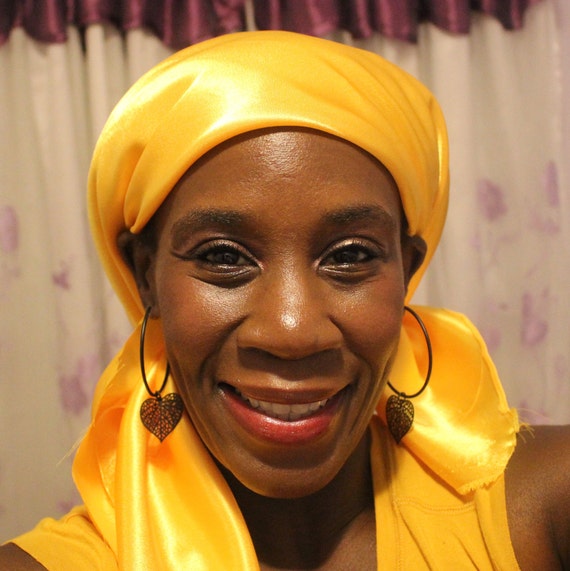 Yellow Satin Scarf Headwrap Natural Hair Satin Headscarf Etsy