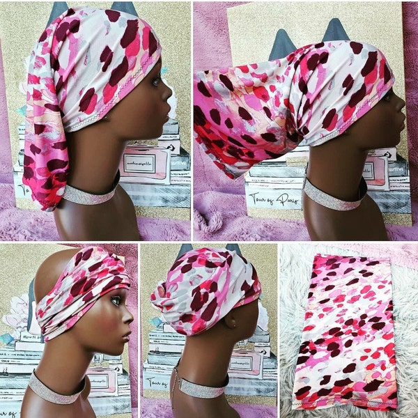 Pink  Cheetah Spots HAIRSOCK/HAIRTUBE/HEADWRAP, Sleepcap, Rastawrap