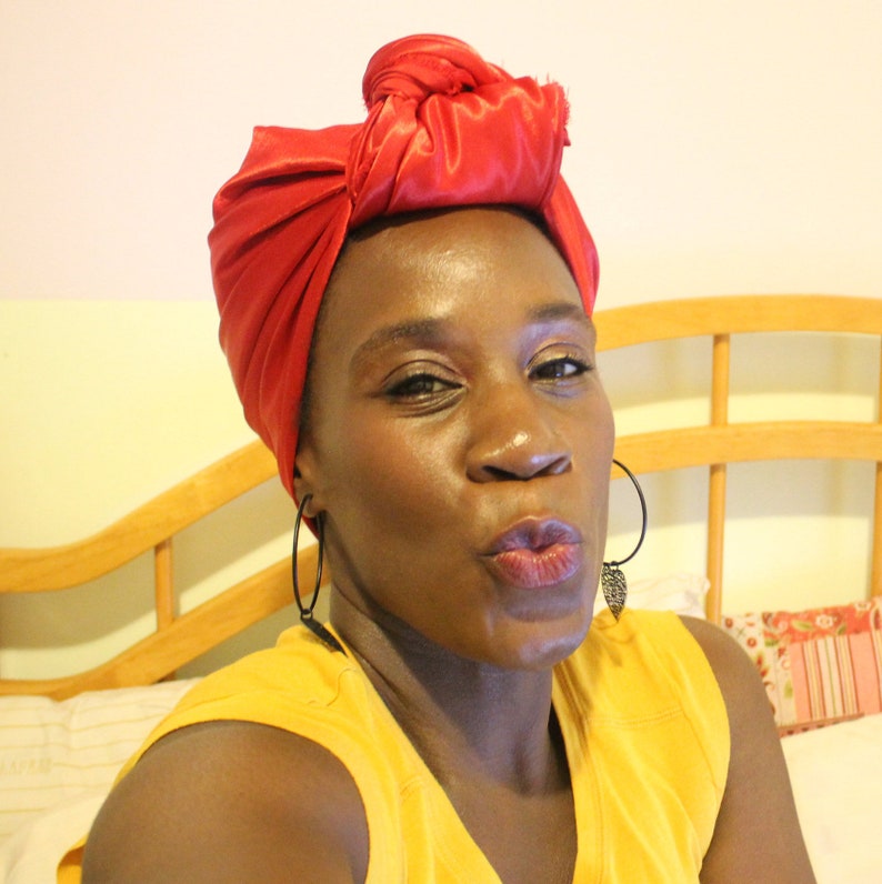 Red Satin Scarf Headwrap Natural Hair Satin Headscarf Etsy