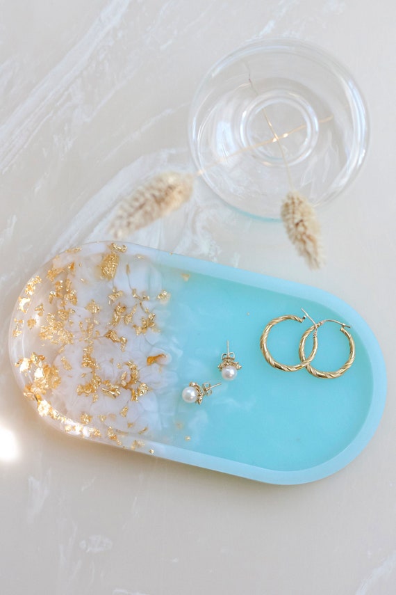 Coastal Vanity Tray Large Resin Oval Tray Resin Tray Decorative