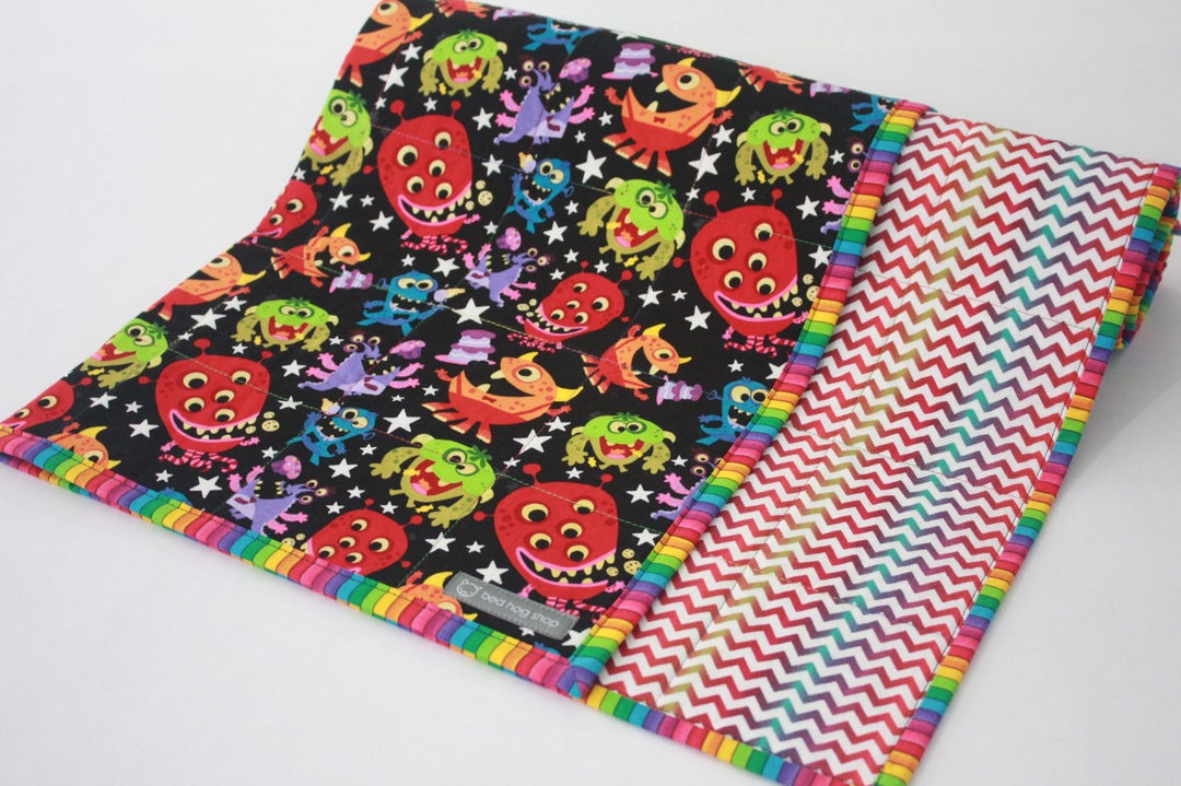 Rainbow Monster Baby Blanketquilted Multicolor Etsy