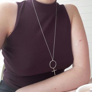 Handmade Large Sterling Silver Feminist Venus Symbol Necklace