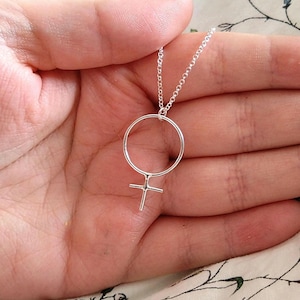 Handmade Sterling Silver Feminist Venus Symbol Necklace