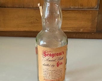 Vintage Mini Seagram's Gin Bottle 1939 Wisconsin Intoxicating Liquor Tax Stamp