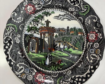 1920's English Landscape Decorative 10" Dinner Plate W.R. Midwinter