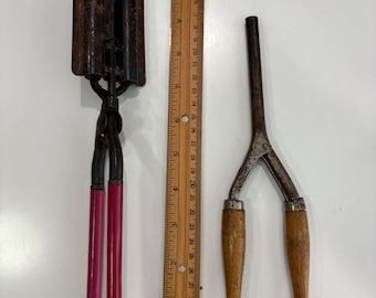 Vintage Mustache Curling Iron & Antique Crimper Crimping Tool