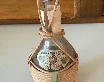 Vintage Miniature 4.5" Chianti Wine Bottle Italian Swiss Colony Patent Pending
