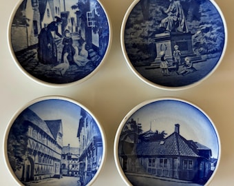 Set 4 Royal Copenhagen Mini Plate Cobalt Blue & White Denmark Fajance