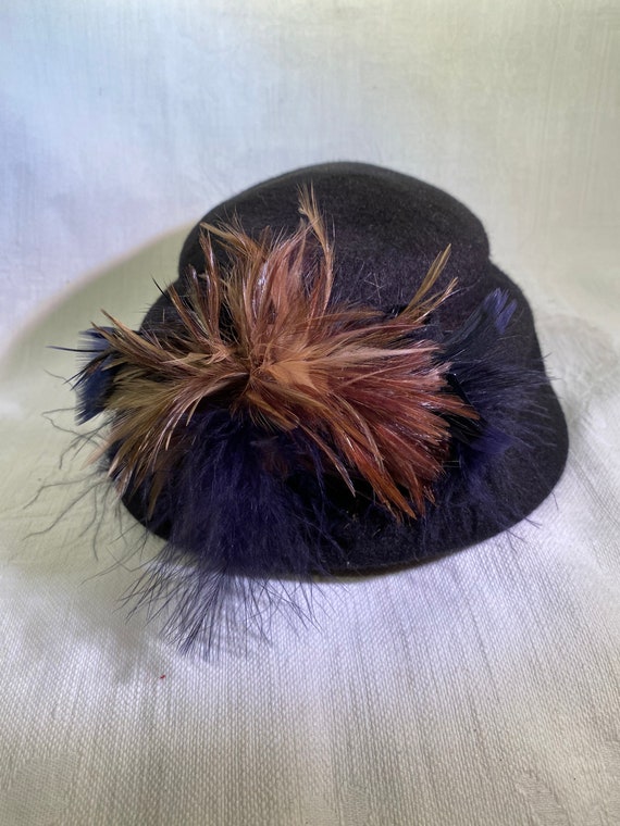 Vintage Henry Pollack Black Wool w/Feather Splash… - image 6