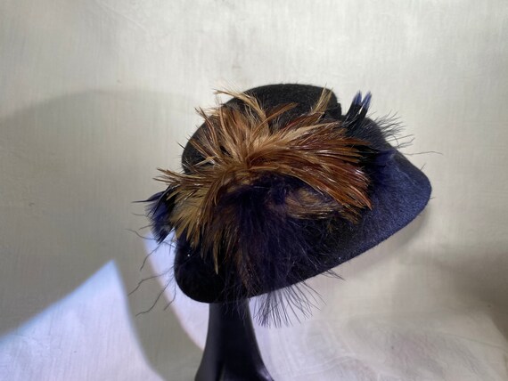 Vintage Henry Pollack Black Wool w/Feather Splash… - image 7