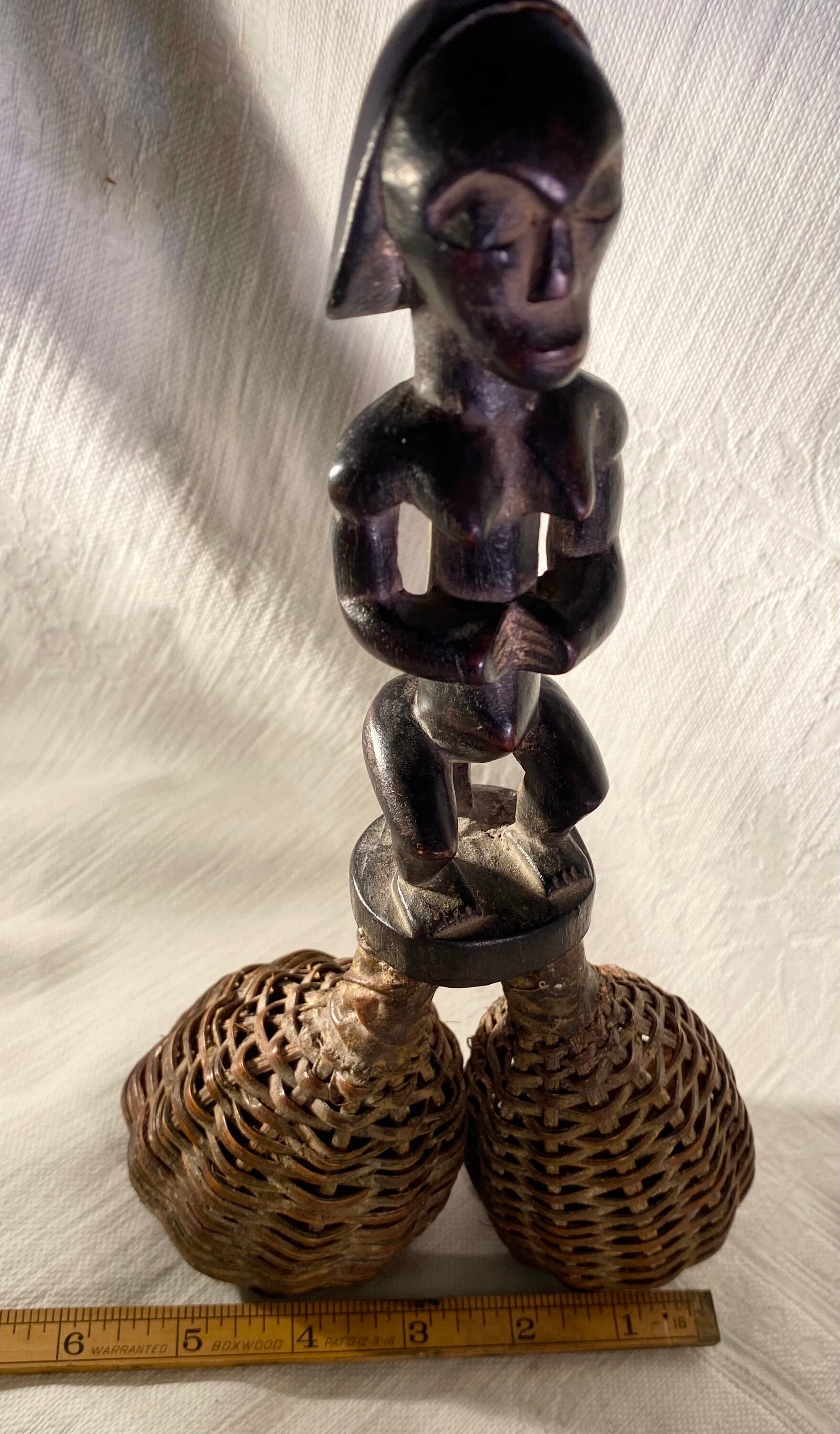 Antique African Fang Female Figural Ebony Carved Handle With Basket ...