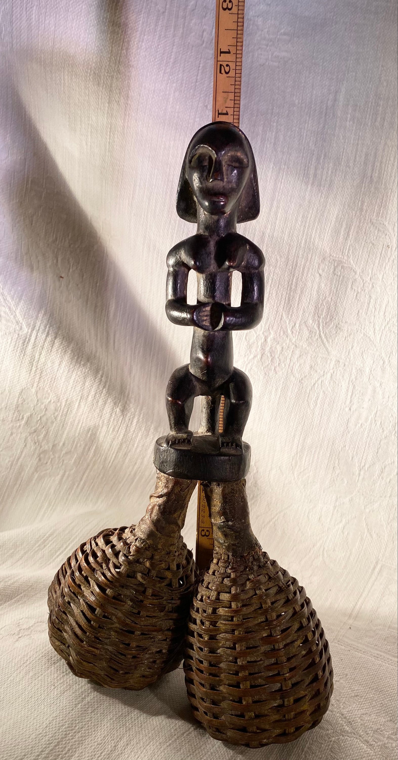 Antique African Fang Female Figural Ebony Carved Handle With Basket ...