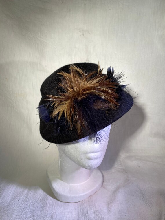 Vintage Henry Pollack Black Wool w/Feather Splash… - image 8