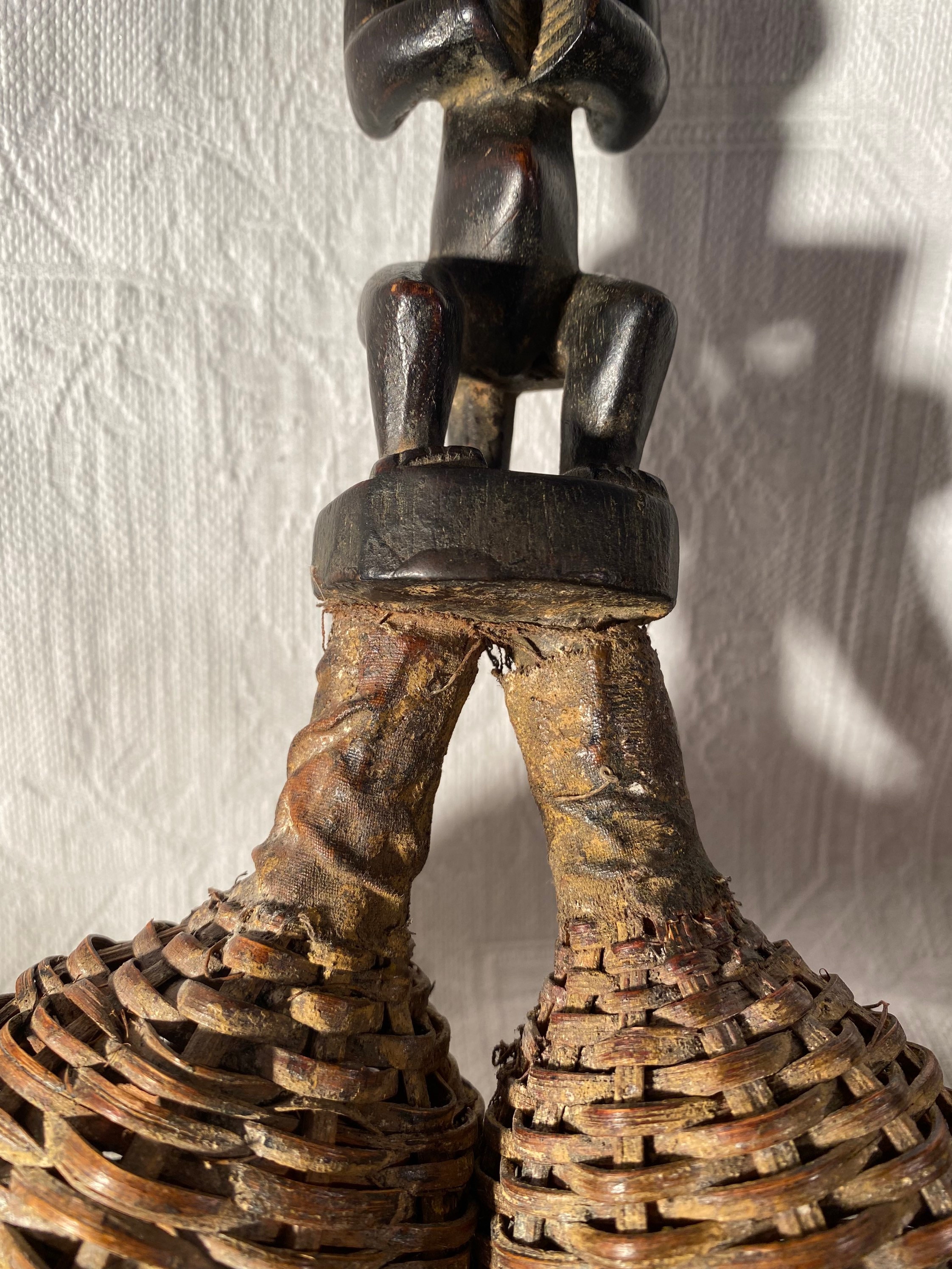 Antique African Fang Female Figural Ebony Carved Handle With Basket ...