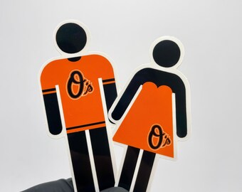 Baltimore Orioles Stick Figure Fan Stickers, Let's Go O's, Boy and Girl Baseball Stickers, Orioles Fan Collectors, Orioles Collectables