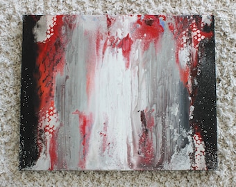 Red and Black Abstract Acrylic Painting: Modern Fine Art (16x20)