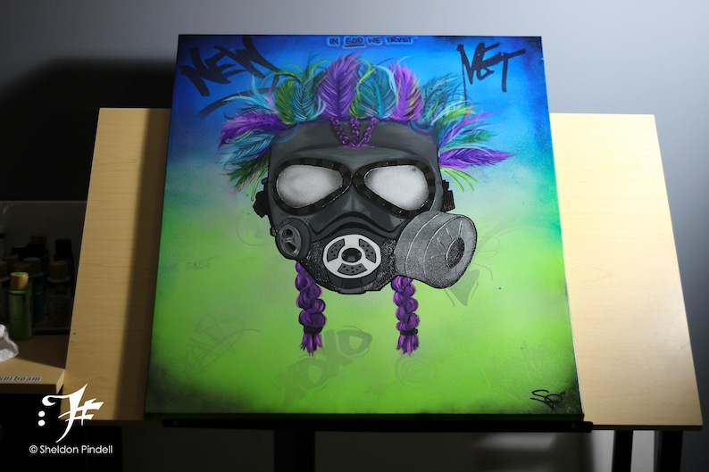 Gas Mask Acrylic Painting Gas Mask Street Art Colorful Etsy