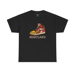 Maryland Sneakers Shirt | Unisex Graphic Tee | Maryland Flag Sneaker Design | UMD College Spirit Wear | Gift for Maryland Fans image 1