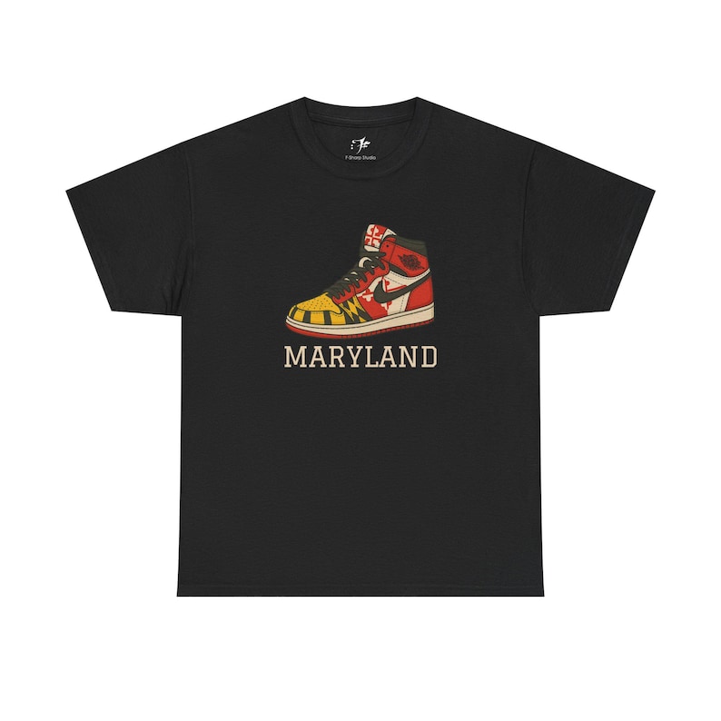 Maryland Sneakers Shirt | Unisex Graphic Tee | Maryland Flag Sneaker Design | UMD College Spirit Wear | Gift for Maryland Fans image 1