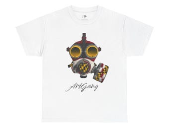 ArtGang Gas Mask Shirt | Original Artwork by Sheldon Pindell | Maryland Streetwear Tee | Unisex Graphic Art Shirt | Wearable Art Gift