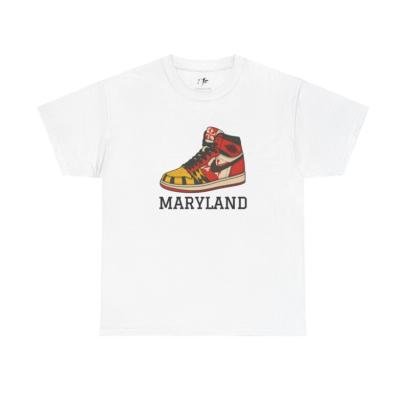 Maryland Sneakers Shirt | Unisex Graphic Tee | Maryland Flag Sneaker Design | UMD College Spirit Wear | Gift for Maryland Fans image 2