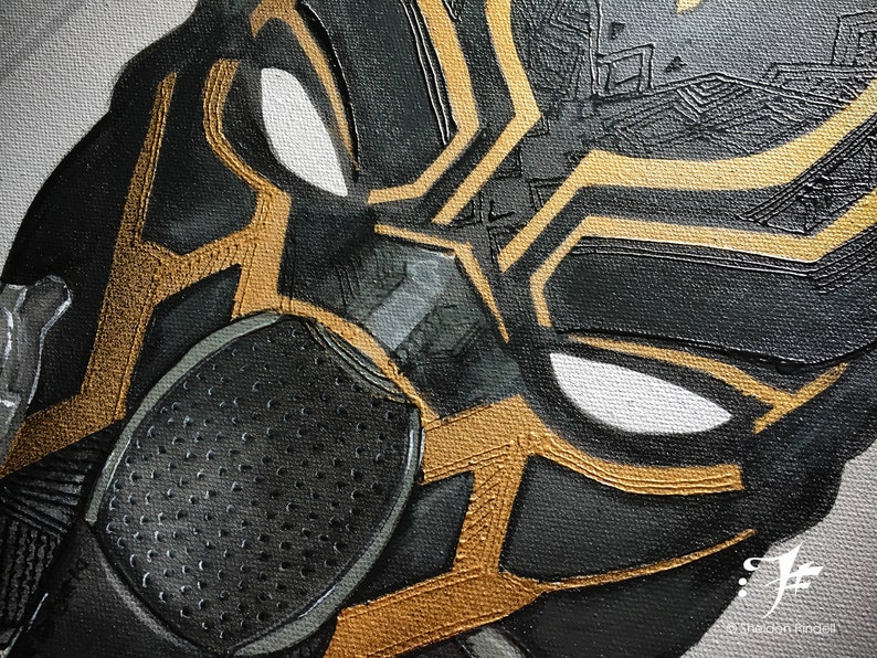 Pintura de máscara de gas de pantera negra, arte callejero de personajes de Marvel imagen 4