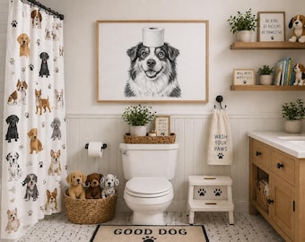 Lustiger Hund Badezimmer Art, Toilettenpapier Humor Druck, Bauernhaus Dekor (digitaler Download)