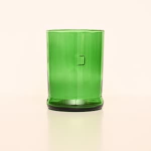 Recycled Green Glasses - Made from recycled liquor bottles, fire polished, flame worked, Dishwasher safe