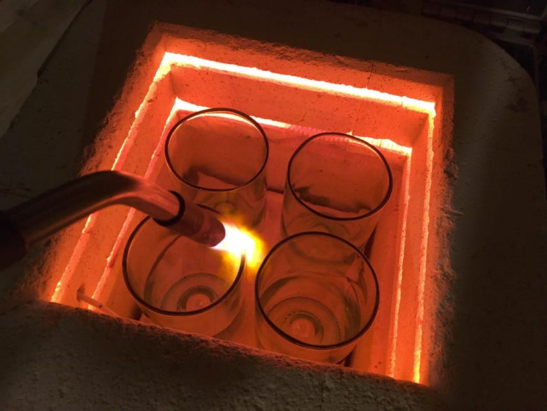 Green Recycled Soda Pop Glasses - Sprite, Embossed, No Sharp Edges, Flameworked in a kiln Dishwasher Safe, Thick Glass Durable image 4