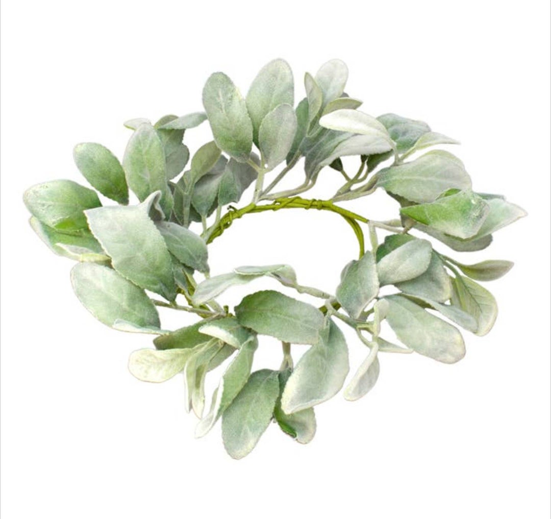 41/2 Lambs Ear Candle Ring Wreath Decor Accent Etsy