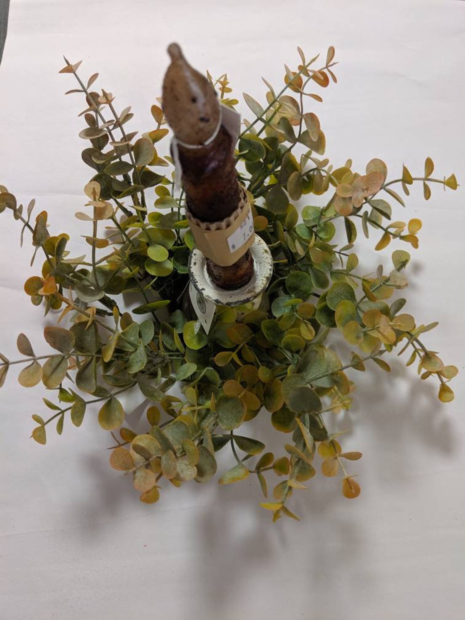 Brown Tipped Eucalyptus Candle Ring Floral Wreath Decor Etsy