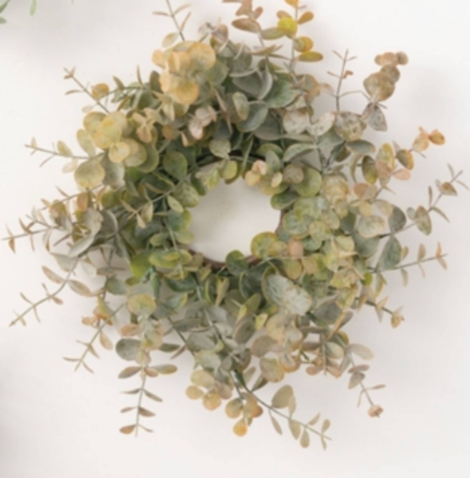 Brown Tipped Eucalyptus Candle Ring Floral Decor Wreath Etsy