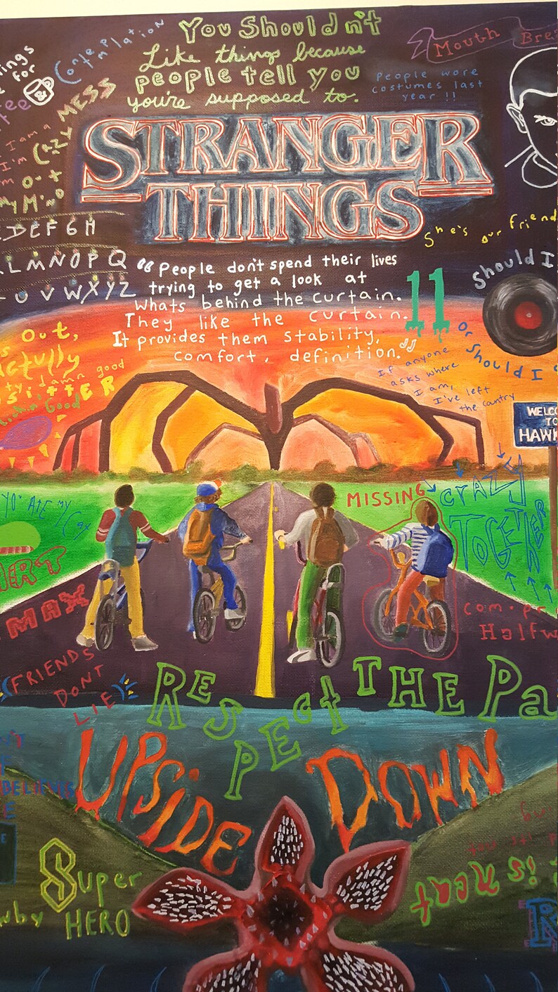 ORIGINAL Oil Painting Stranger Things Cast and Quotes 18x24 Etsy