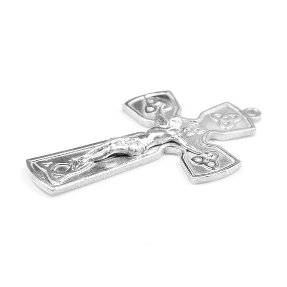 Silver Crucifix Cross for Rosary or Jewelry Making made in Italy 1