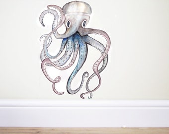 Octopus Wall decal,ocotpus sticker,squid decal,ocean nursery,ocean decor,under the sea,sea animals decal, bathroom decal, bathroom sticker