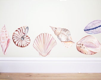 Shell wall decals,Nautical wall decal,Beach decor,sea wall decal,Bathroom decor,Bathroom decal,under the sea,ocean nursery,shell stickers