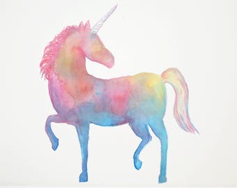 Rainbow unicorn, pastel unicorn,girls bedroom decor,unicorn sticker,unicorn wall decal,unicorn decor,unicorn art ,horse sticker,pastel decor